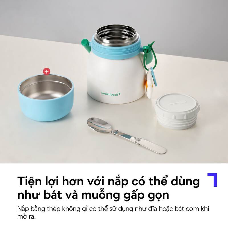 Bộ hộp cơm th&eacute;p kh&ocirc;ng gỉ LocknLock Loop & Go Food Jar LHC8068 dung t&iacute;ch 700ml k&egrave;m phụ kiện trang tr&iacute; - 3 M&agrave;u image number null